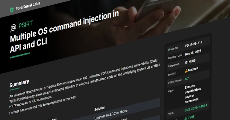 Fortinet Warns of New FortiWeb CVE-2025-58034 Vulnerability Exploited in the Wild